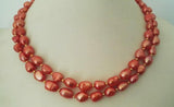 Double Rows Red Purple Freshwater Pearl Necklace 8-9mm