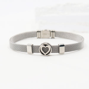 Heart-shaped Stainless Steel Bracelet Mesh Strap Magnet Clasp