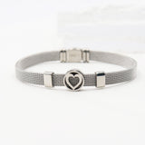 Heart-shaped Stainless Steel Bracelet Mesh Strap Magnet Clasp