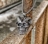 Gothic Punk Pendant Skeleton Devil Horned Skull Necklace Halloween Gift