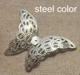 50pcs Metal Stamping Butterfly Charms 27*40mm Gold Silver Steel Bronze Color