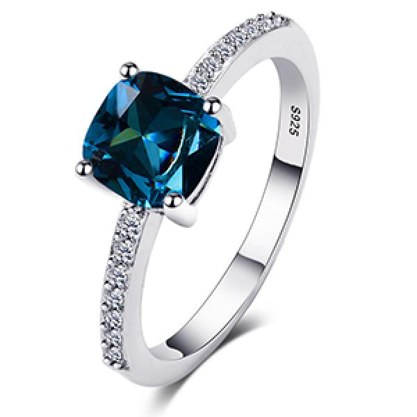 Peacock Aquamarine Zircon Ring for Wedding and Parties