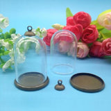 5 Sets 38*25mm Glass Globe Bronze Tray Pendant Necklace Jewelry Finding