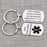 Medical Alert ID Keychain, Heart Disease Diabetes Info