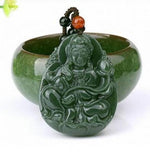 Smiling Buddha Copper Hetian Jade Pendant Green Necklace Pendants