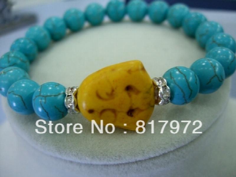 Bright Yellow Buddha Head Stone Bangle 10mm Bead Rhinestone Mixed Bracelet