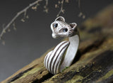 Fox Ring Women's Girl's Retro Burnished Animal Ring Jewelry size Adjustable