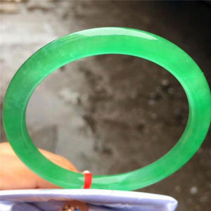 Natural Green Round Bar Burmese Jade Bracelet 54-64mm
