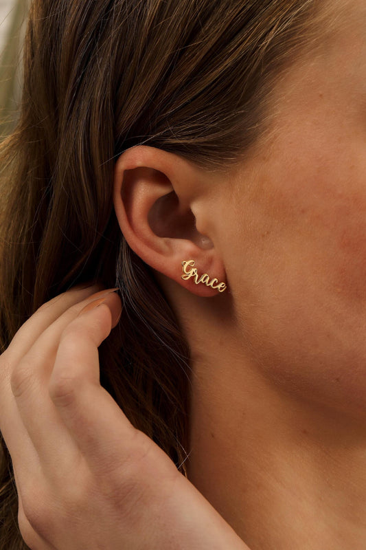 Personalized Name Earrings,Stainless Steel Studs,Name Jewelry,Birthday Gift