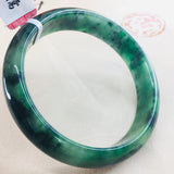 Natural Jadeite Bracelet Dark Green Bicolor 54-62mm Female Jade Bracelet