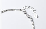 Silver Garnet Stone Beads Bangle Bracelet