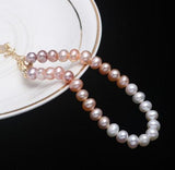 Freshwater Pearl Bracelet Strong Light Nearly Round Beads Adjustable
