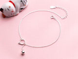 925 Silver Kitten Cat Bell Anklet Bracelet GTLS688