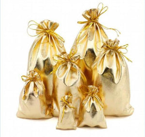 100pcs/lot Gold/Silver Organza Bags 5x7 7x9 9x12 10x15cm