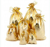 100pcs/lot Gold/Silver Organza Bags 5x7 7x9 9x12 10x15cm