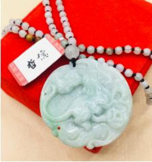 Emerald Jade Carved Green Rat Zodiac Pendant Necklace