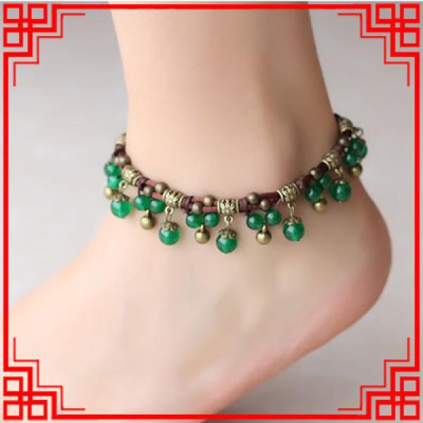 Bohemian Chalcedony Anklets Chains Handmade Vintage Foot Chains