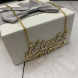 Diamond Crystal Personalized Name Necklace Stainless Steel Women Gift