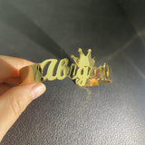 Name Bangle Crown Steel Cuff Bracelet Letters Women Gift