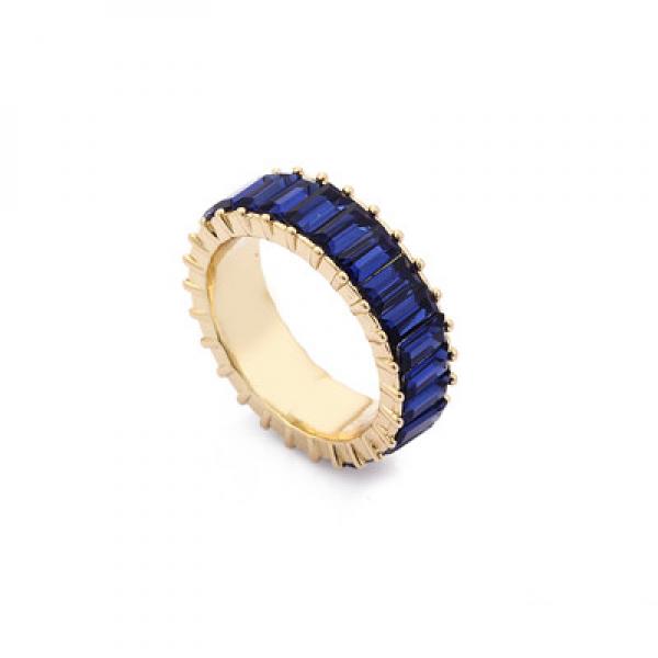 Rainbow CZ Band Finger Ring Baguette CZ Crystal Moda Ring