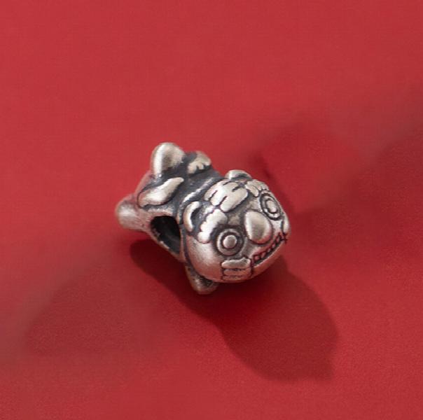S925 Sterling Silver Distressed Tiger Baby Charms for DIY Making