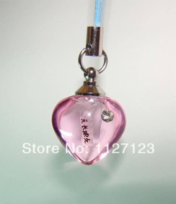 25pcs Pink Small Heart Rice Vials Pendants Empty Glass Bottle