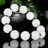 Natural Hetian Jade Round Bead Bracelet for Men and Women