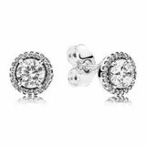 925 Silver Rose Elegant Crystal Stud Earrings Wedding Gift
