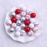 20mm Baseball Mixed Large Acrylic Beads 50pcs
