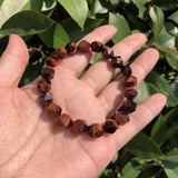 Red Tiger Eye Bracelet Diamond Shape Faceted Beads Crystal Healing Stone Jewelry