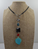Multicolor Gemstone Pendant Necklace 10-30mm Agate Turquoise Crystal Coral