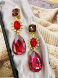 Crystal Embellished Pearl Wine Red Ear Clip