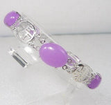 Purple Jade 18KWGP Clasp Link Bangle Bracelet