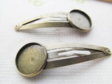 60pcs Antique Bronze/Silver Blank Hair Clip Charm