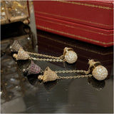 Purple Bell Earrings Front-Rear Dual-Use S925 Silver Tassel Earrings