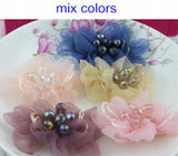 5*9cm Crystal Beads Voile Flowers Hair Accessories Making Artificial Flowers
