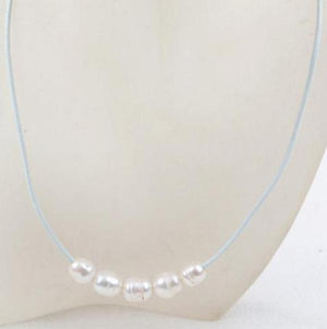 Gray Freshwater Pearl Leather Necklace 9-10mm - Real Natural Pearls Jewelry