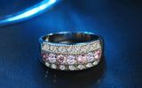 Pink Crystal Ring Tibetan Silver Ring for Women Wedding Party Jewelry