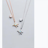 S925 Sterling Silver Zircon Rose Pendant Women's Jewelry