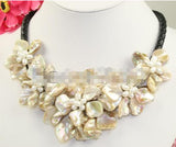 Ivory Mother of Pearl Flower Pendant Necklace
