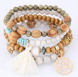 Vintage Tassel Tree of Life Charm Bracelet for Women Beaded Jewelry