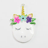 10pcs Cartoon Unicorn Head Pendants, Full Enamel, 50mm*33mm