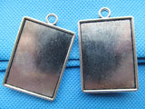 20pcs Antique Silver Rectangle Base Setting Tray Bezel Pendant Charm