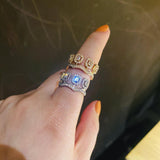 Brazil CZ Stackable Rings for Women Wedding Square Ellipse Beach Jewelry