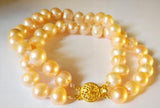 Pink Freshwater Pearl Bracelet 7-8mm 2 Strands Clasp