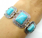 Vintage Zilveren Etnische Stijl Antieke Quartz crystal Turquoises Armband
