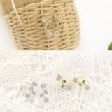 925 Silver Leaf Earrings Crystal Women Girls Gift Jewelry