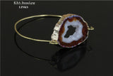 Quartz Geode Stone Bracelet Drusy Bangle for Women
