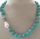 Turquoise & keishi Keshi Pearl Necklace 18in
