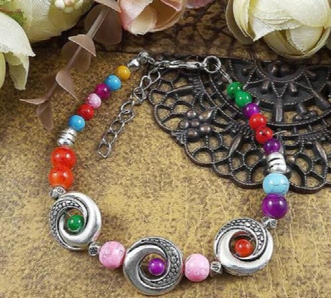 Tibetan Silver Alloy Round Beads Amulet Bracelet